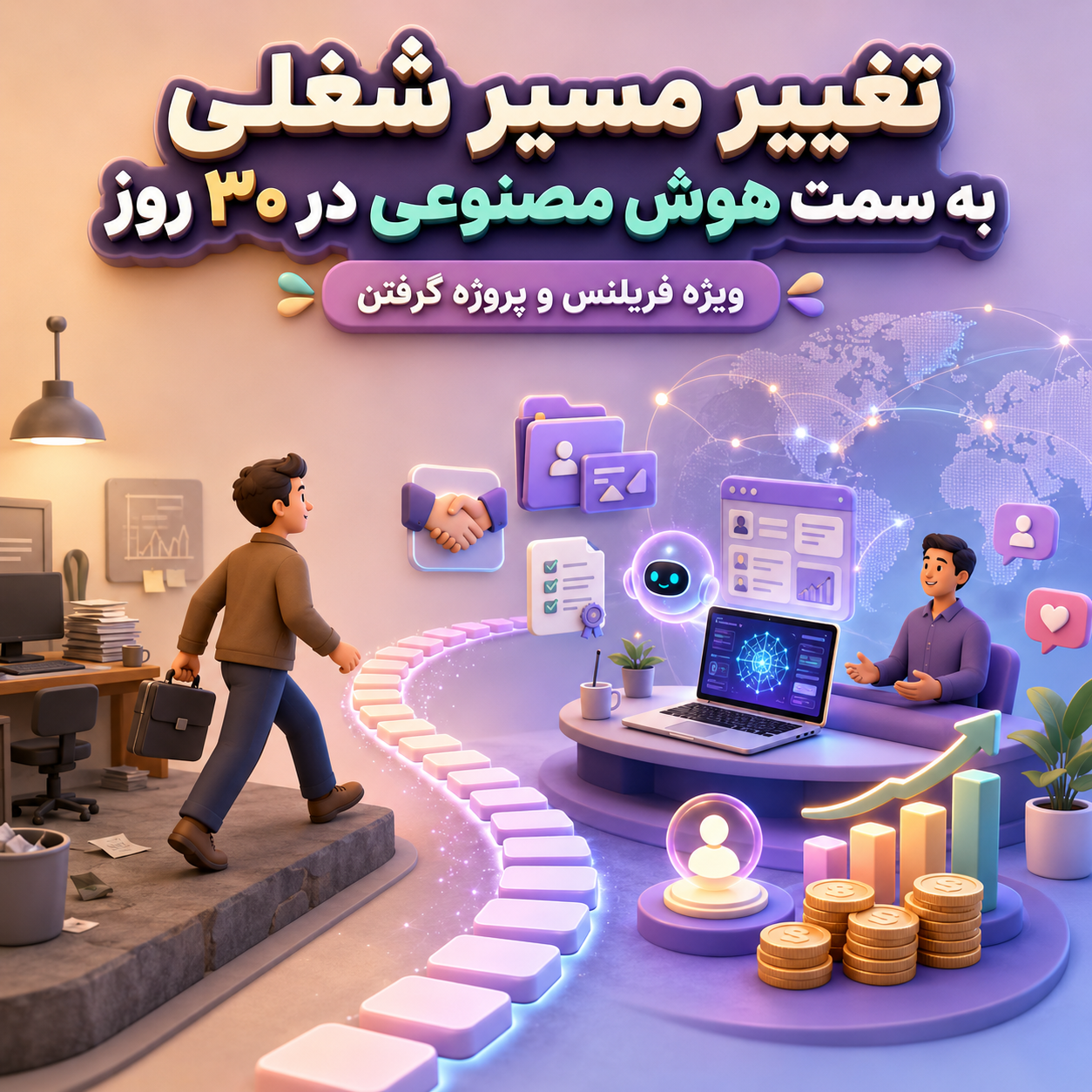تغییر مسیر شغلی به سمت هوش مصنوعی در ۳۰ روز (ویژه فریلنس و پروژه گرفتن)