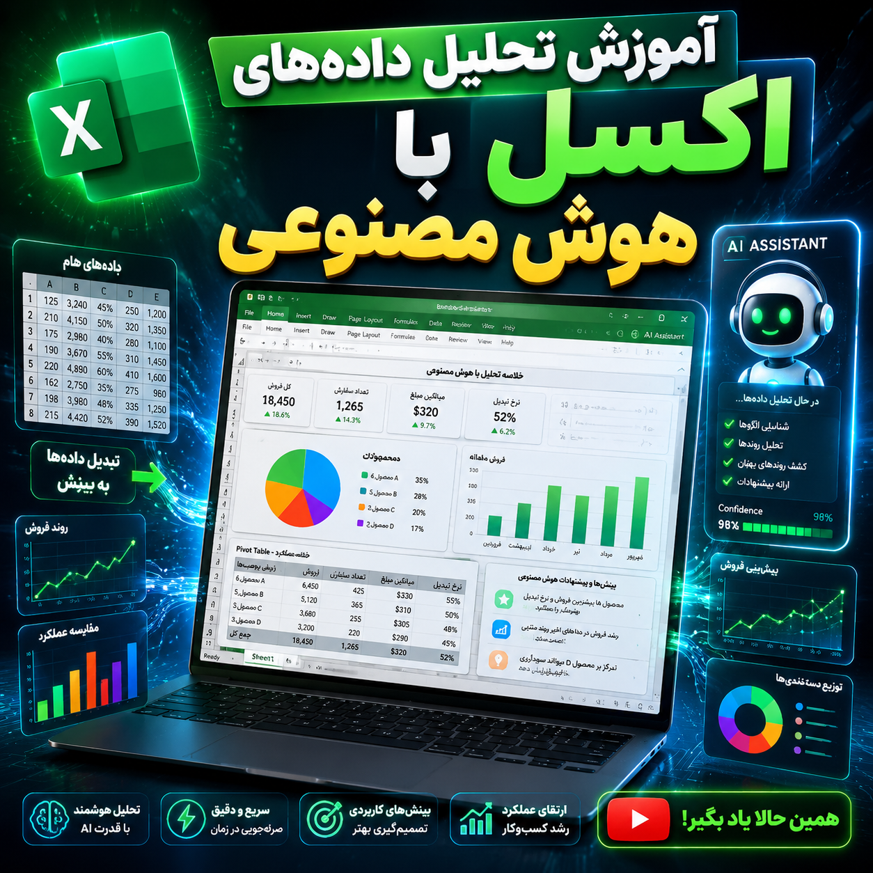 آموزش تحلیل داده‌های اکسل با هوش مصنوعی