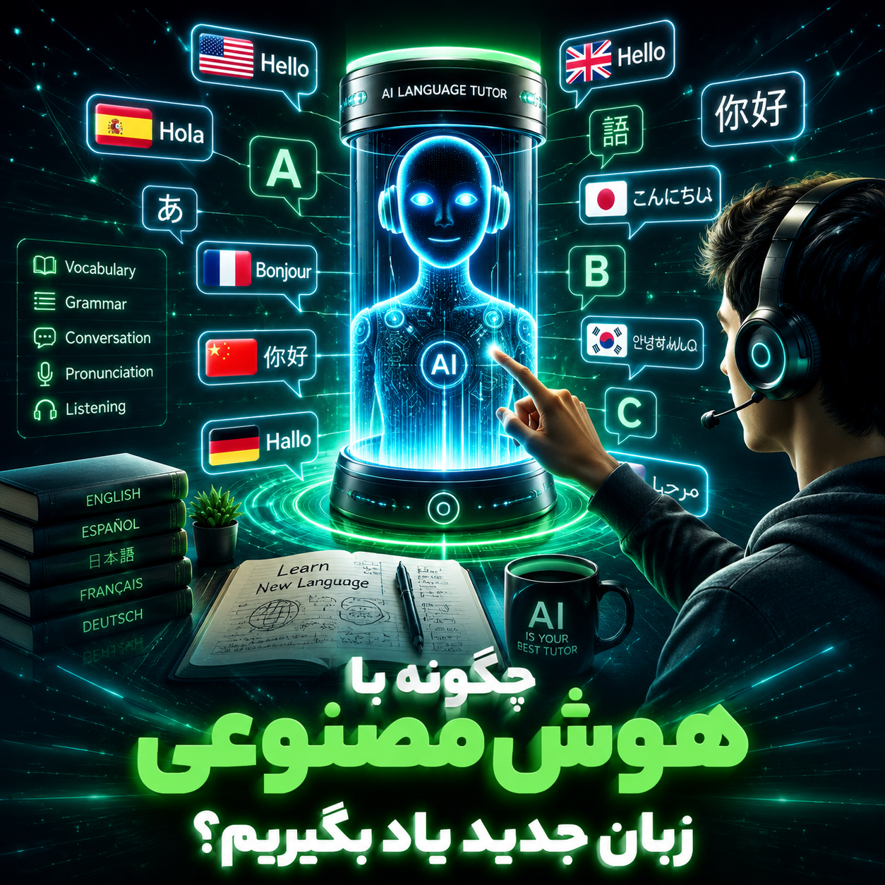 چگونه با هوش مصنوعی یک زبان جدید یاد بگیریم؟
